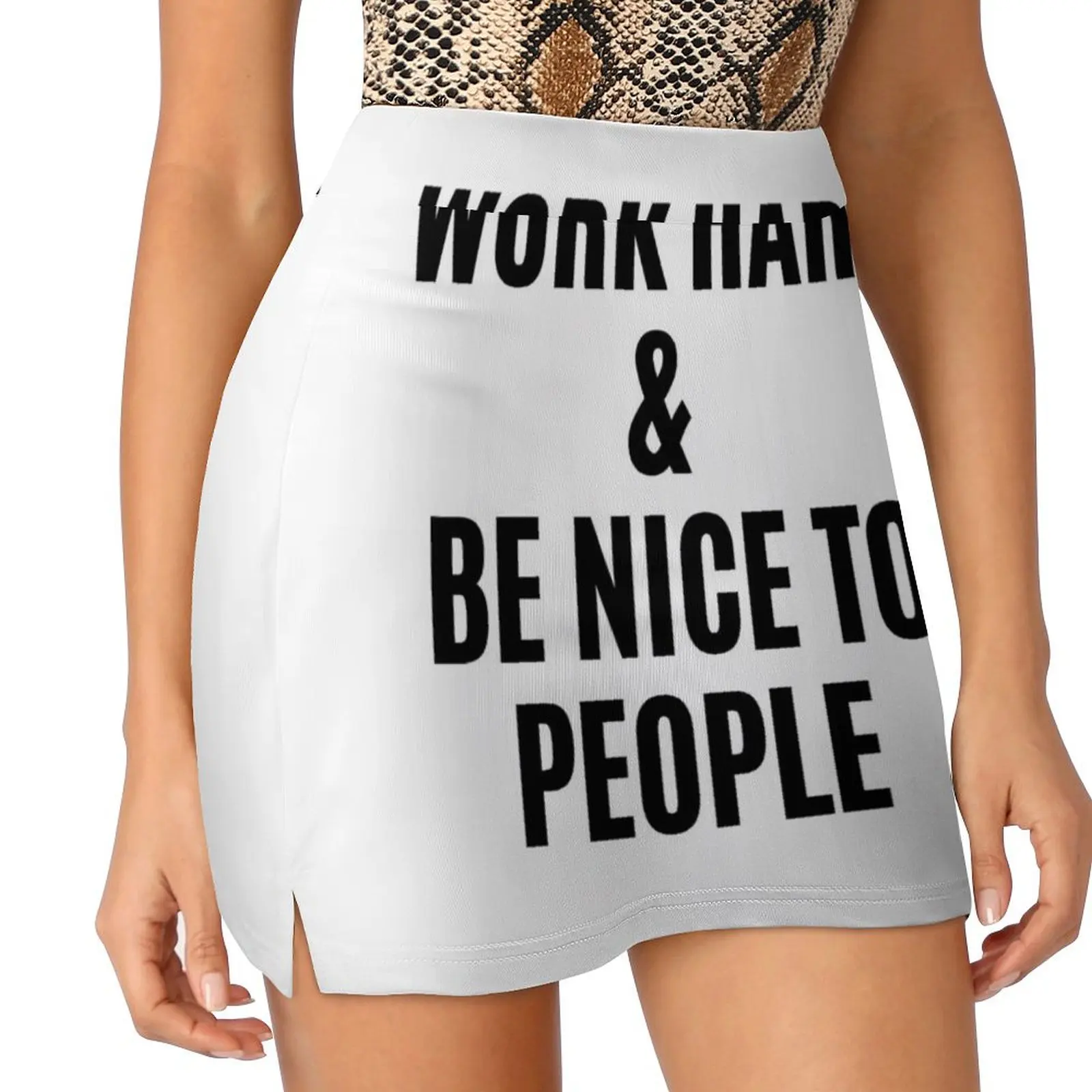 

Женская мини-юбка с надписью «Work Hard And Be Nice To People», скромная юбка, женская одежда, летнее платье, Женская юбка