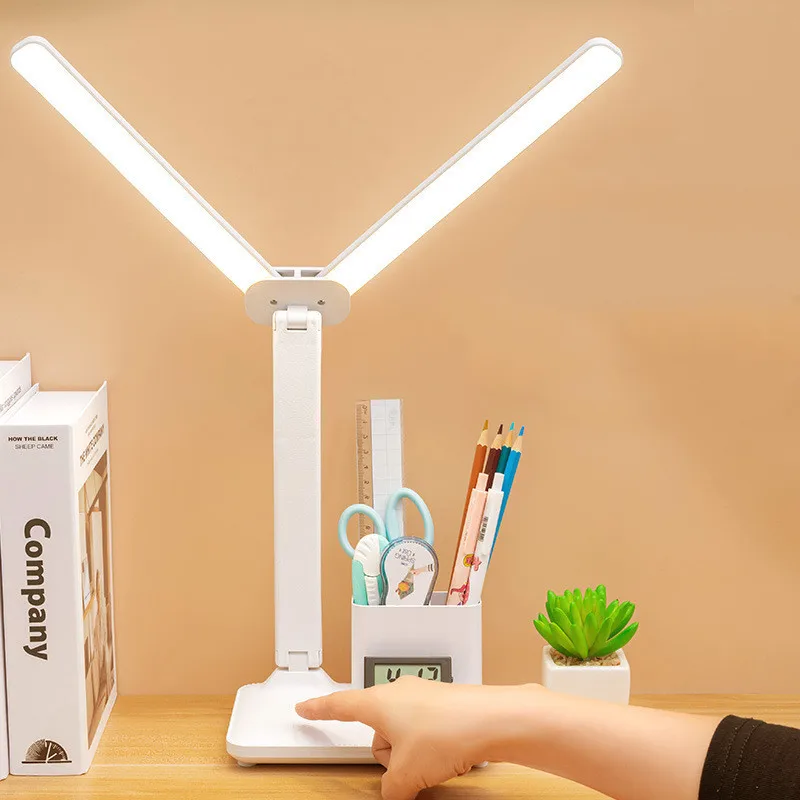 

Ночник с USB-зарядкой, светодиодная настольная лампа с плавной регулировкой яркости, многофункциональная, для спальни, для чтения, белый свет, теплый свет