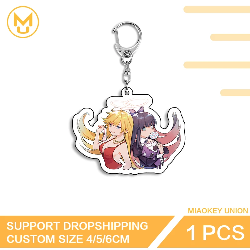 Amusing Panty And Stocking Premium Double Sided Acrylic Keyring Simplicity Charming Decorative Key Ring For Bags And Keys