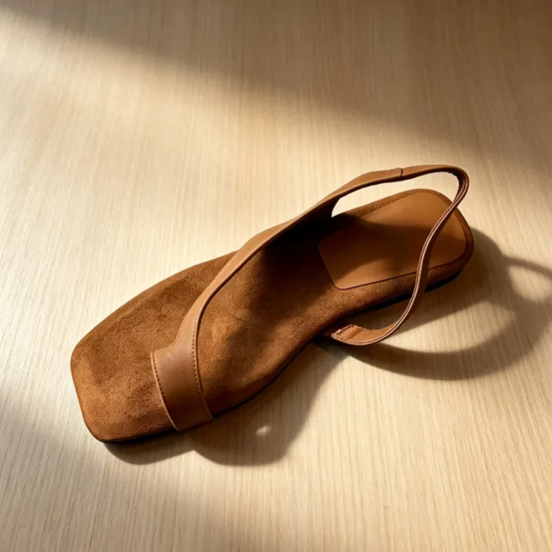 2026Women Flat Sandals Casual Soft Leather Suede Square Clip Toe Summer Shoes for Women Beach Party Daily Wear Sandalias Mujer - view 2