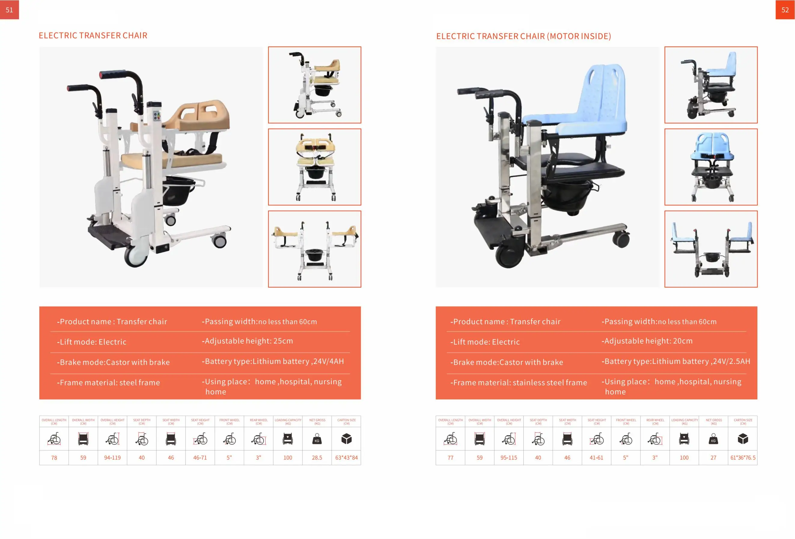 

Electric transfer lift chair for disabled people with toilet in nursing care