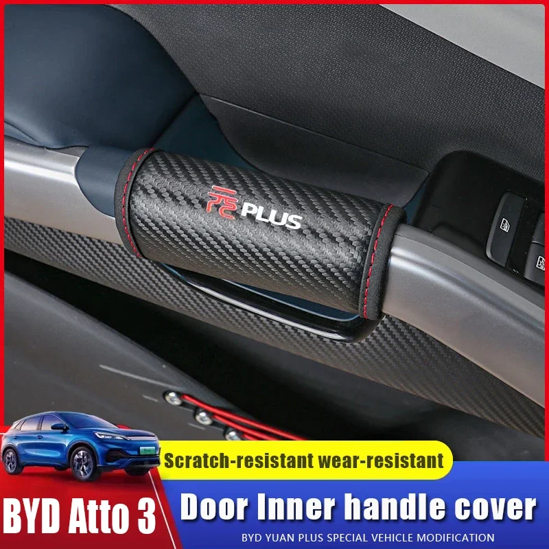 

Car Door Inner Handle Armrest Cover for BYD Atto 3 Yuan Plus 2022 2023 carbon fiber leather Automotive interior modification