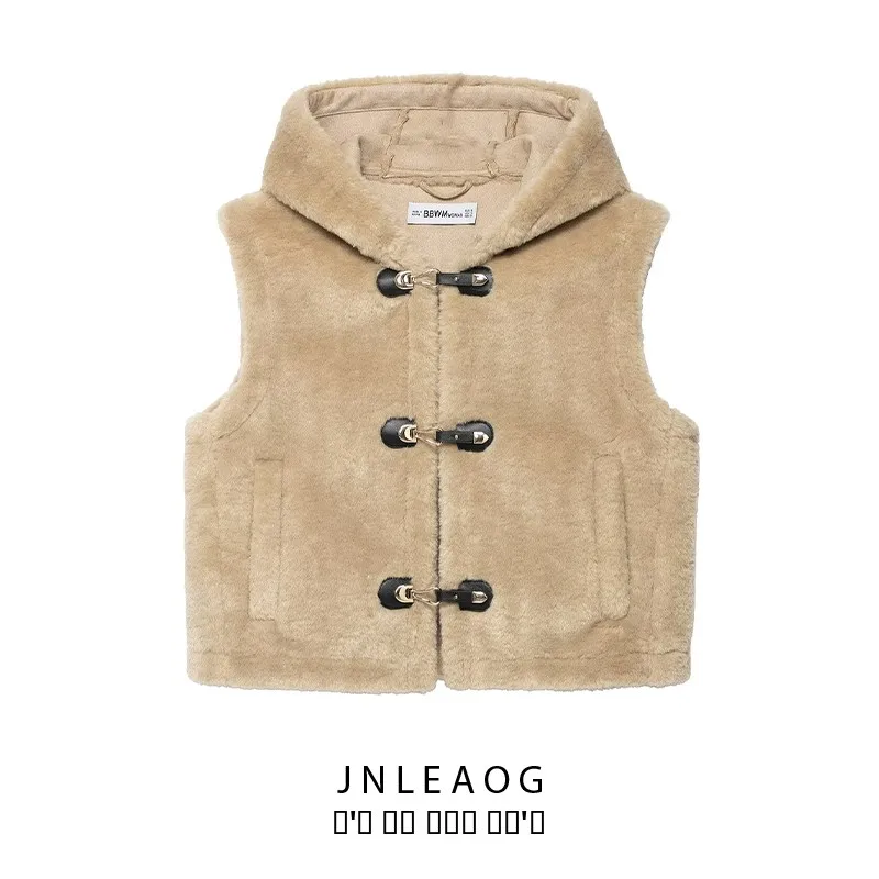 เสื้อกั๊กผู้หญิง JNLEAOG ตกแต่งด้วยเชือกผูกแบบแฟชั่น รุ่นใหม่สำหรับฤดูใบไม้ร่วง ทรงหลวม ผ้าโพลีเอสเตอร์ สวมใส่เป็นเสื้อนอกได้