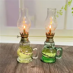 1Pcs Mini Chamber Desktop Glass Oil Fire Fly Decorative Birthday Lamp holder With Lampshade Lighting Kerosene Lantern Candle