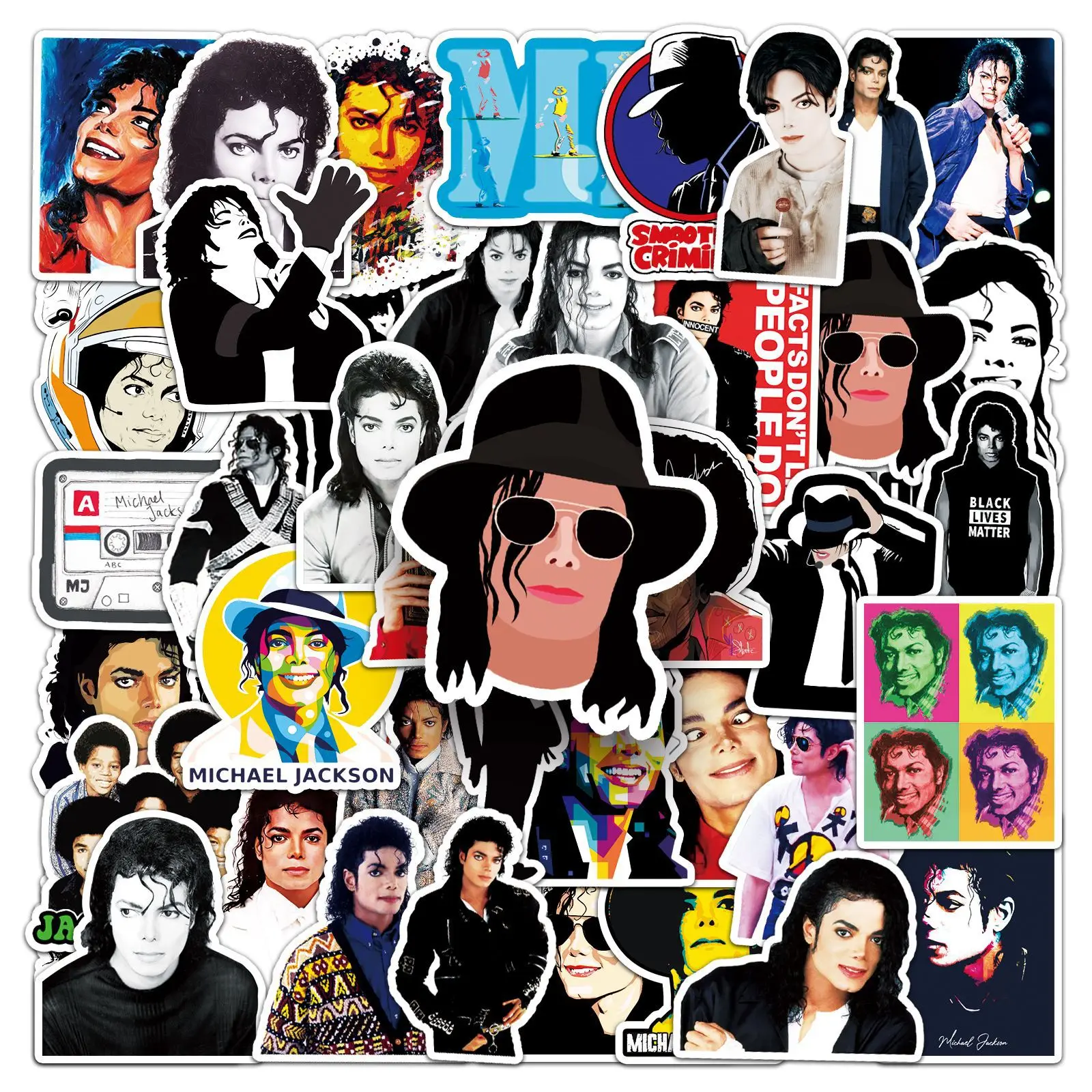 51 Pegatinas de Michael Joseph Jackson, Pegatinas de Graffiti Rock, Pegatinas Estéticas para Diario, Funda de Teléfono, Álbum de Recortes Hecho a Mano