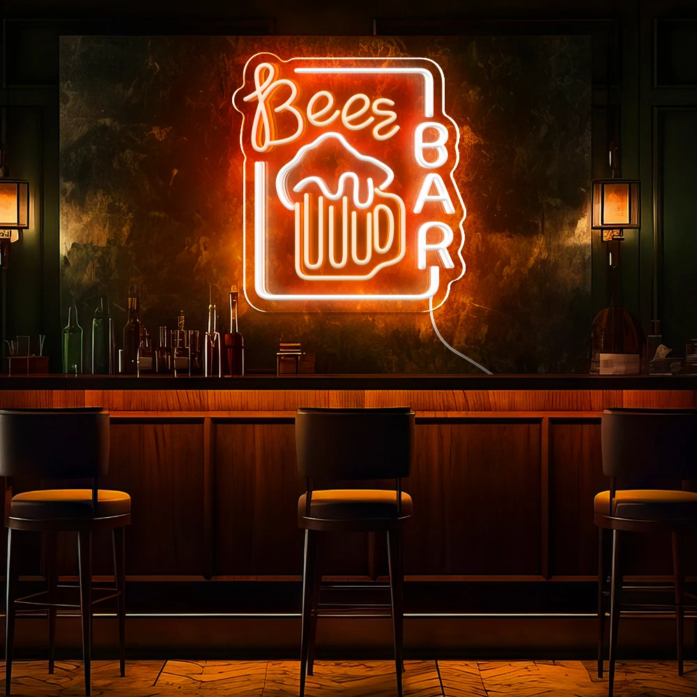 Birra LED Insegna illuminata al neon Decorazione da parete per birra Bar Negozio Pub Club Man Cave Bistro Club Decorazioni per feste Neon Luce notturna Neon acrilico