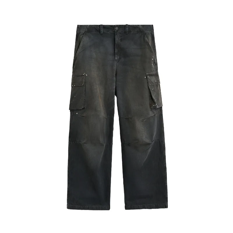 26SS High Street Our Legac Splatter Mud Dye Cargo Pants Vintage Washed Casual Trousers Men's Clothing Women's Clothes