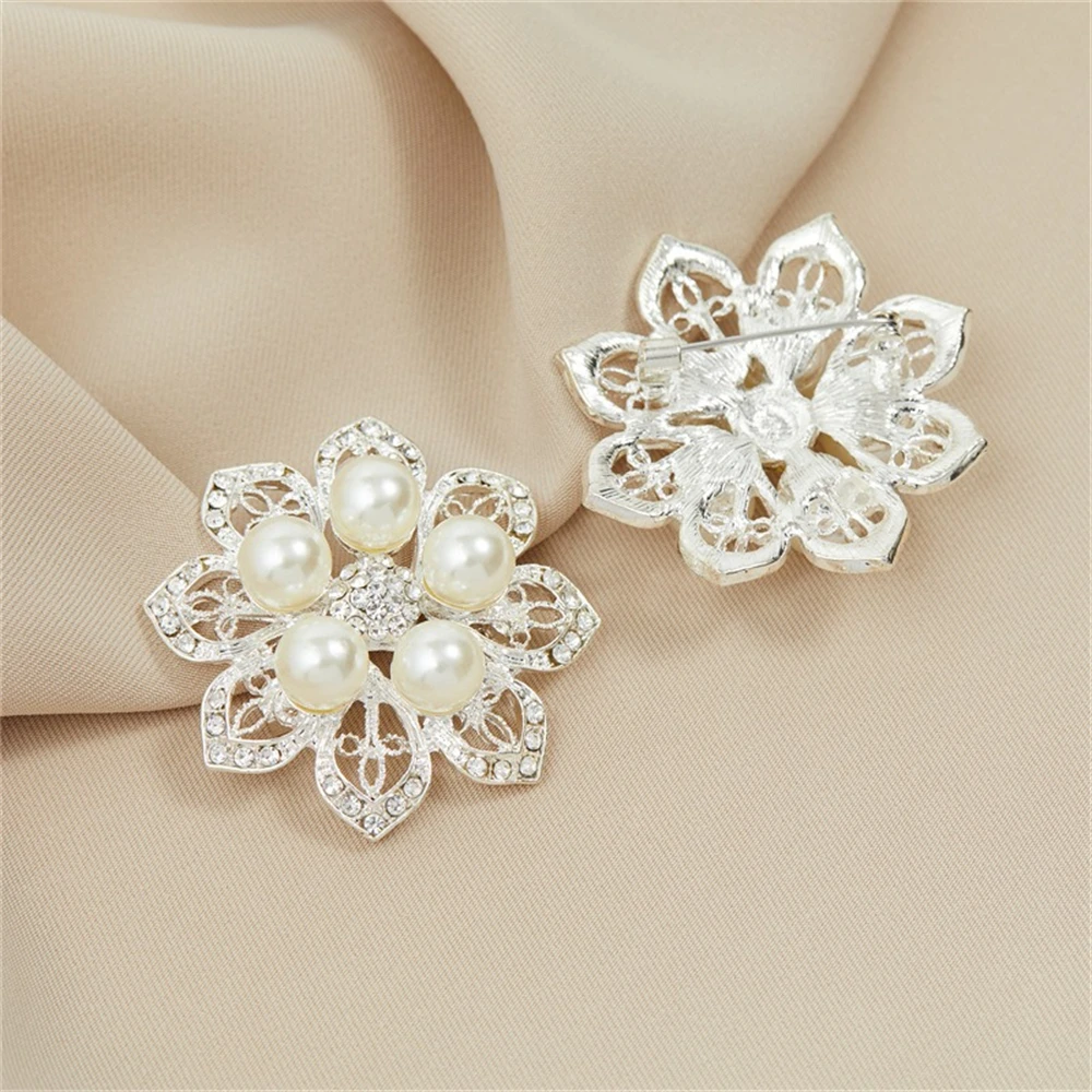 Brooch Pin Jewelry New Fashion Imitation Pearl Rhinestone Crystal Flower Brooches for Women Wedding Bridal Party Bouquet Decor