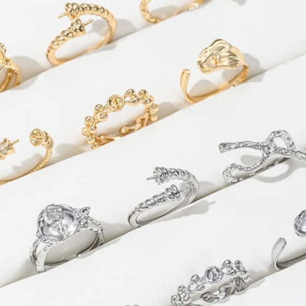 

14K Gold Half-hole Bead Holder Ring Special-shaped Fashion Light Luxury Open Ring DIY Handmade Sticky Pearl Ring Holder