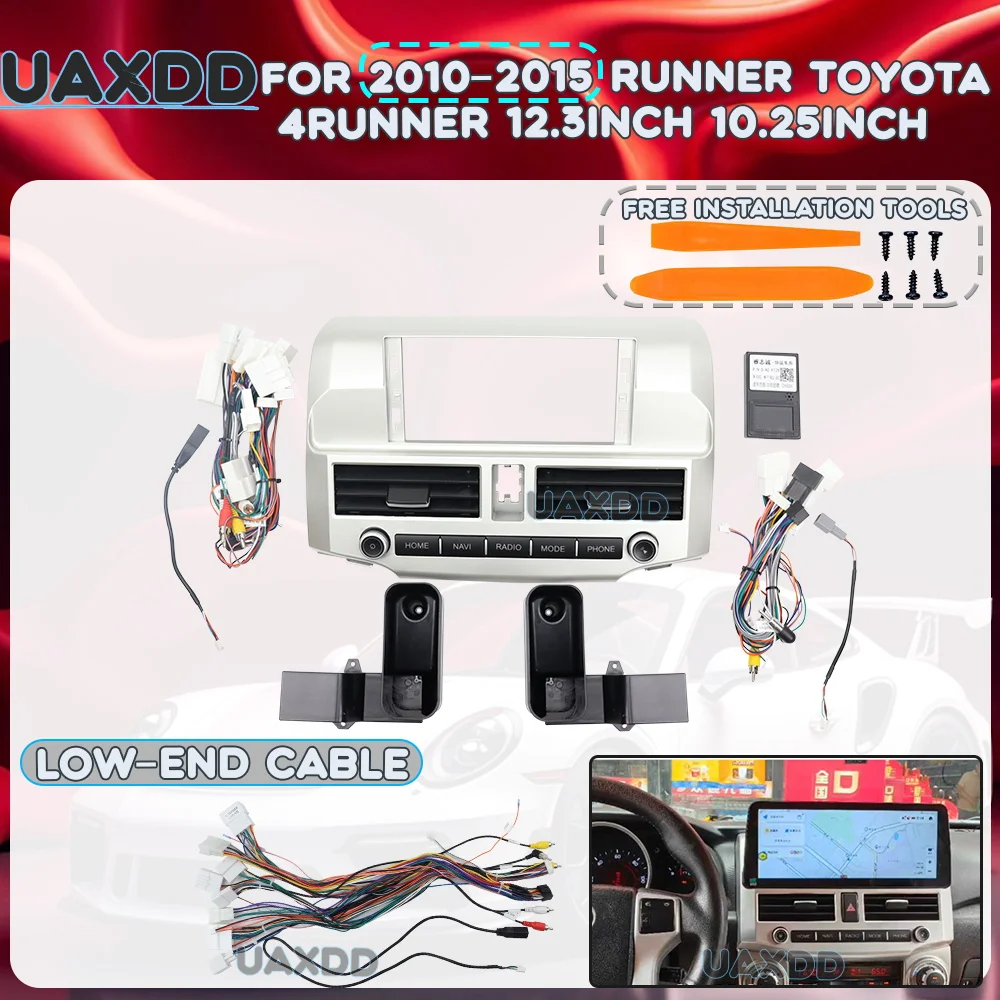 For 2010-2015 Toyota 4Runner 12.3/10.25 inch car Android dash mounting frame interior panel wiring harness adapter with canbus s