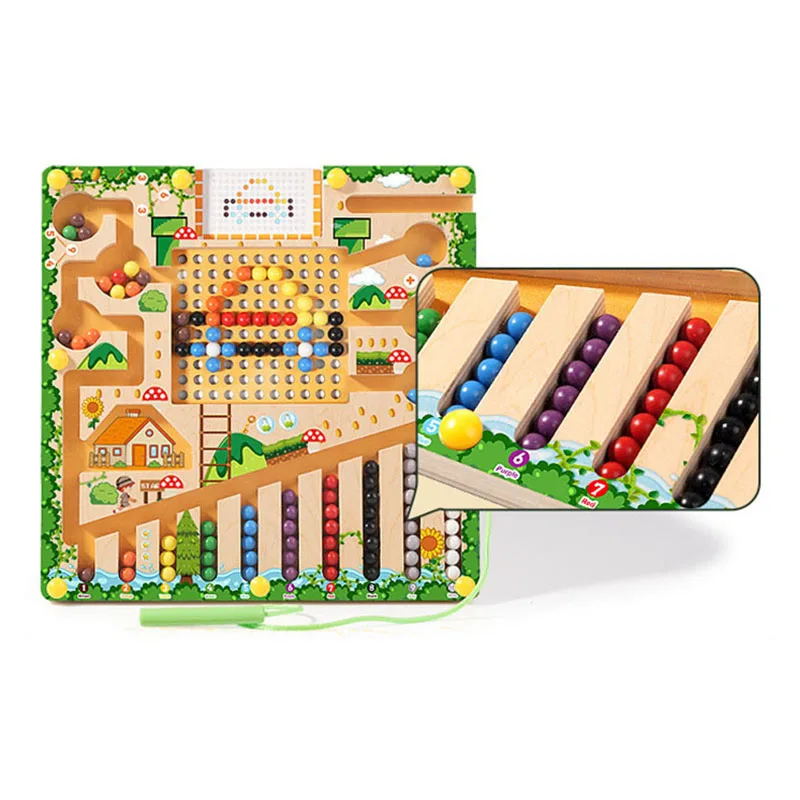 Magnetyczne gry sortowanie Puzzle Montessori zabawki labirynt tablica nauka liczenie kolorów klasyfikacja liczb drewniane zabawki edukacyjne