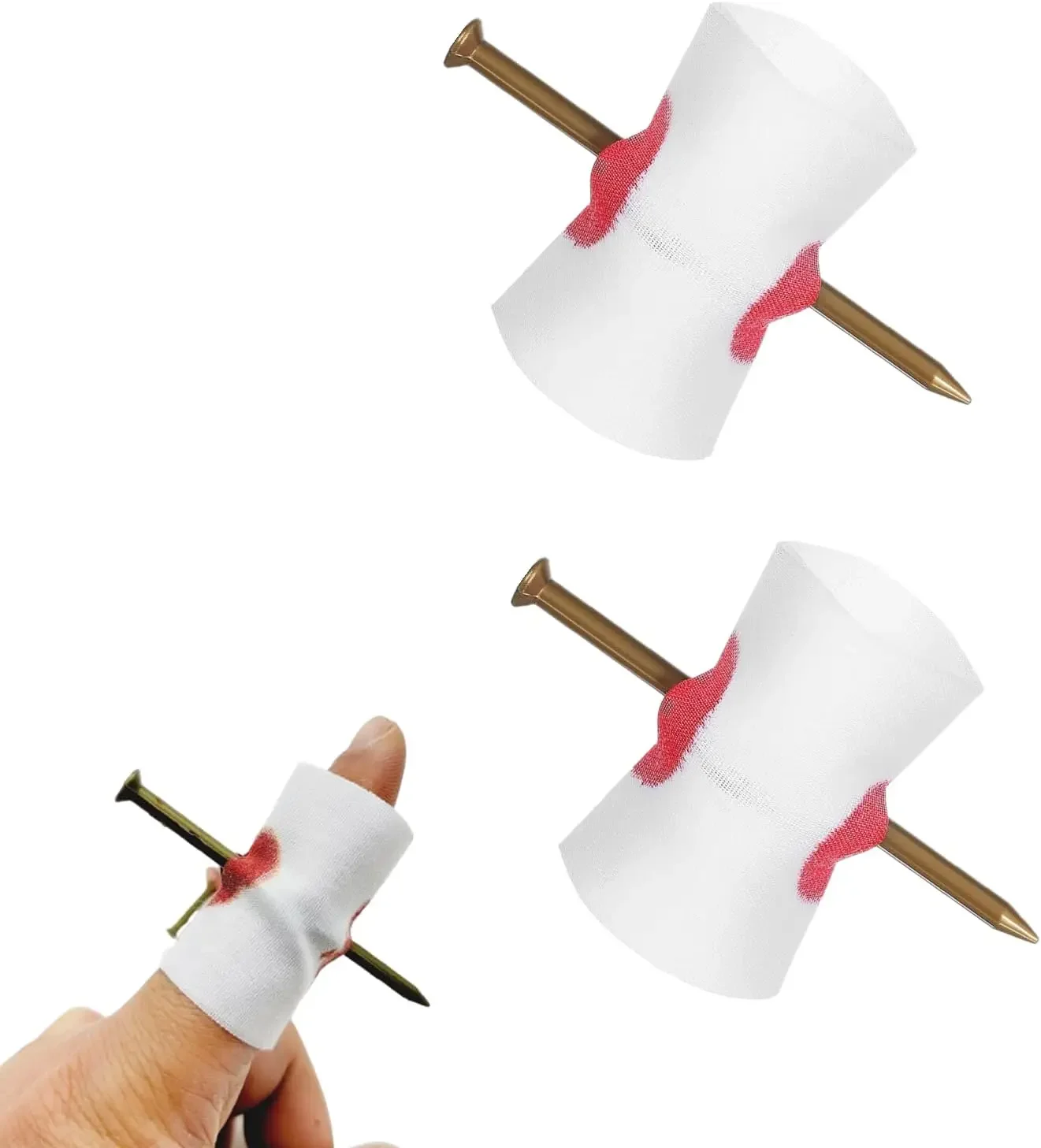 2pcs Nail Through Finger Magic Trick Prank Toy Fake Nail Scary Joke Prop Halloween Party April Fools Kids Adults Gift Game Fun