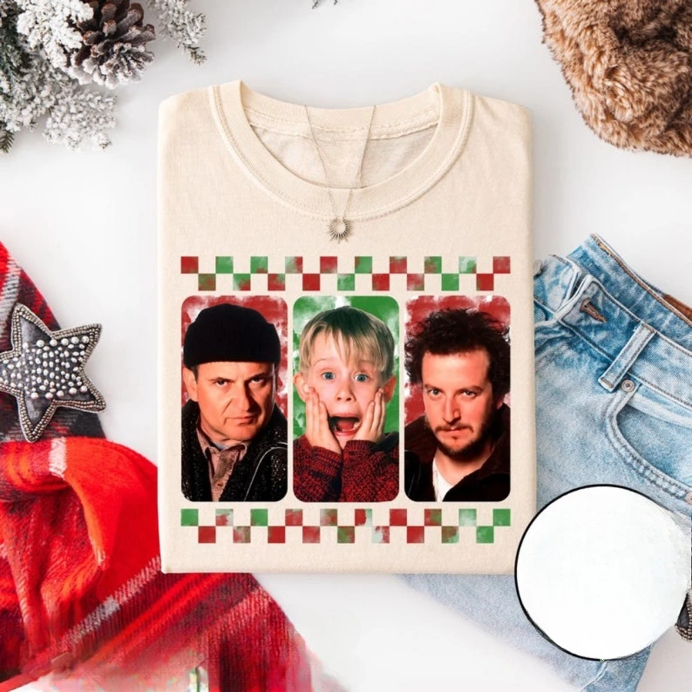 Weihnachtsfilme Kid Home Alone Unisex Damen Shirt Weihnachtsfilm Pullover Lustiges Weihnachts-Sweatshirt McCallister Tops