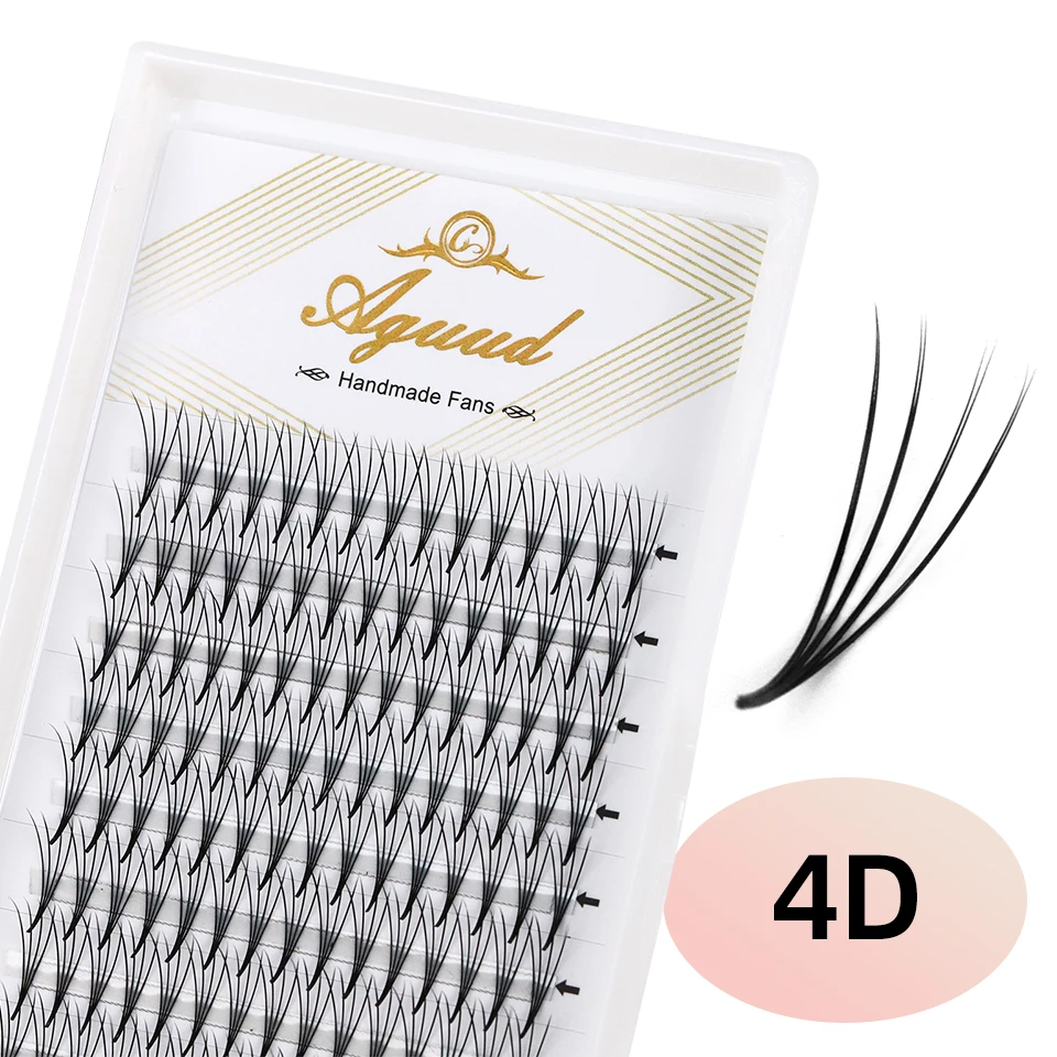 AGUUD Kamelien-Volumen-Wimpern, vorgefertigt, weich, doppelseitig, flach, 3D 4D 5D 6D, tiefschwarz, Wimpernverlängerung – Detail 12