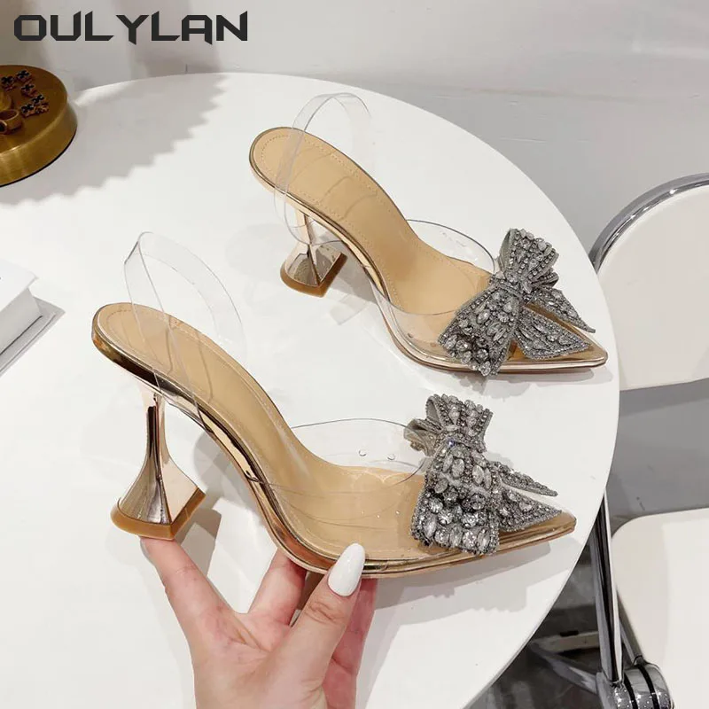 Oulylan Ankle Slingbacks Buckle Strap Pointed Toe Butterfly-Knot Decoration Pumps 2024 Summer Women Fashion Shoe Sexy High Heel