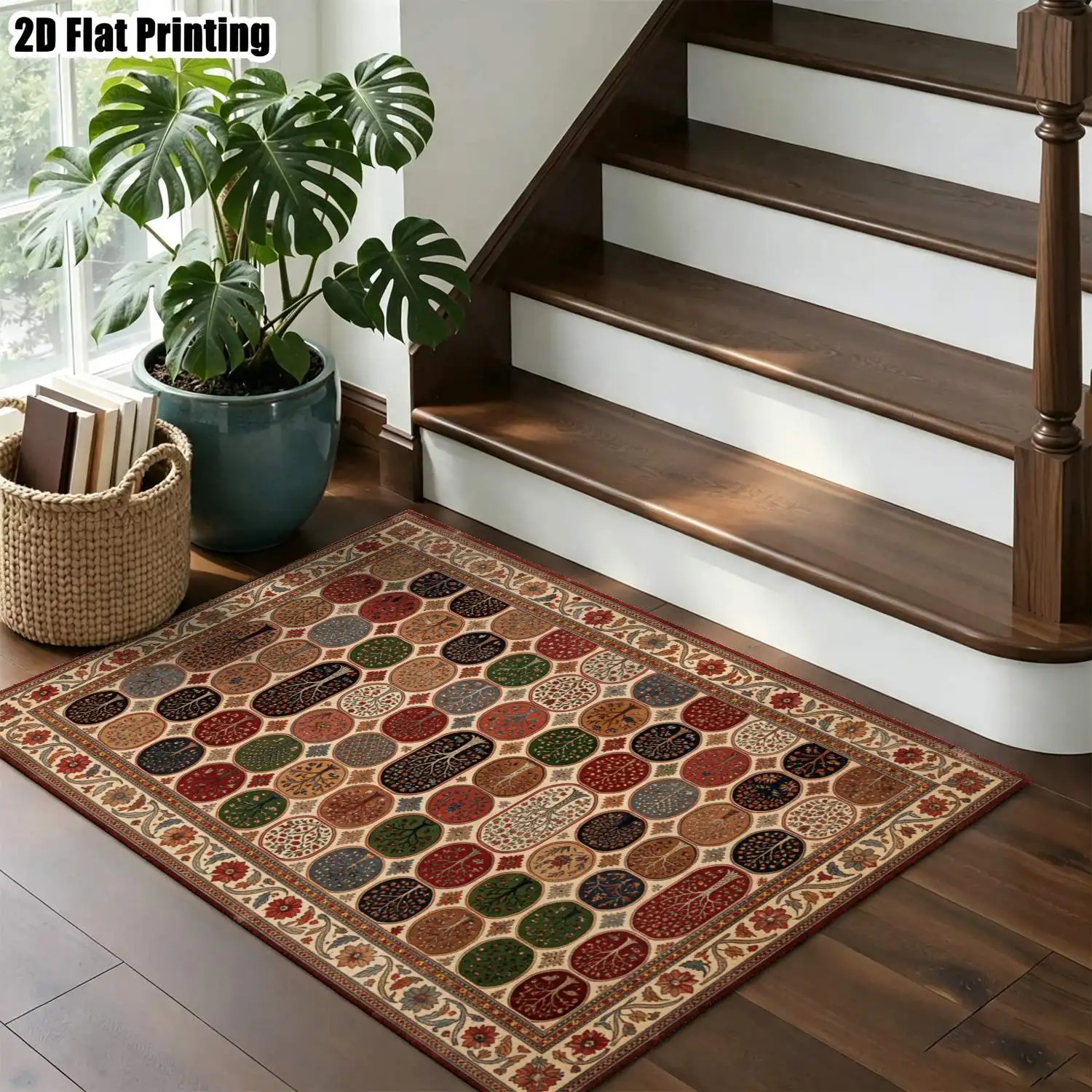 1Pc 2D Printed Carpet: Warm Brown-Grey-Black Abstract Brushstroke Patterns Modern Simple Home Decor Rug, Multiple Sizes, Machine Washable, Ideal for Entryway, Dining, Living, Bedroom, Study Floors.