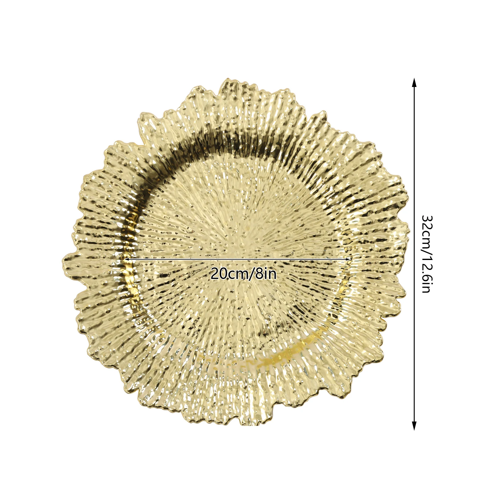 13" Round 24 packaged Western style snowflake plates in plastic gold color for Wedding Dinner Party Decoration