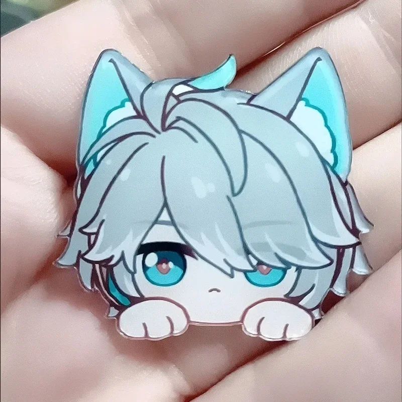 Game Impact Tighnari Nahida Rabbit Ears Acrylic Brooch Key Ring Kids Keyring Boy Girl Pin Anime Badges Bag Keychain Jewelry