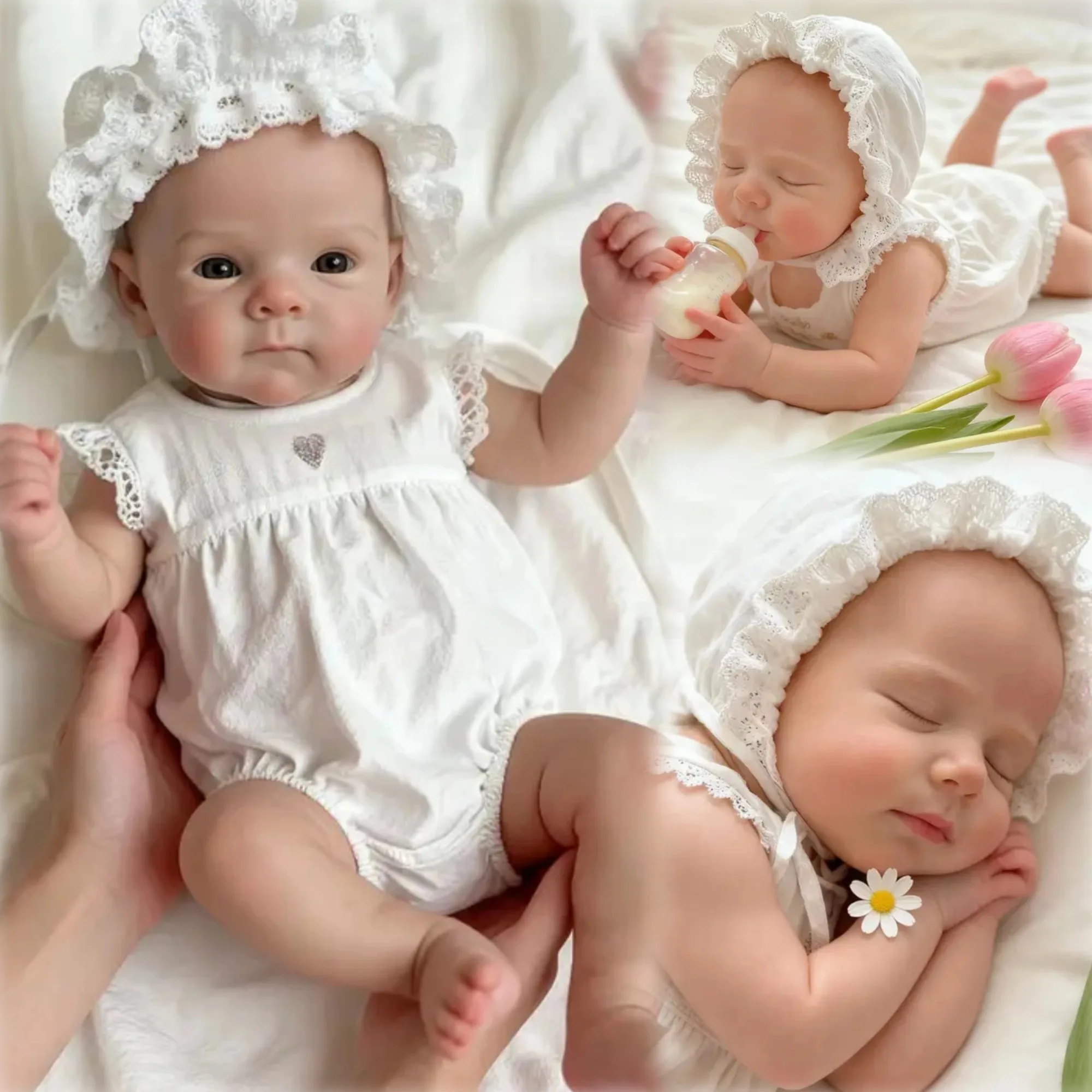 Aizwa1 13Inch Silicone Bettie And Pascale Reborn Girl With White Skirt Handmade Bebe Reborn De Silicona Baby Girl