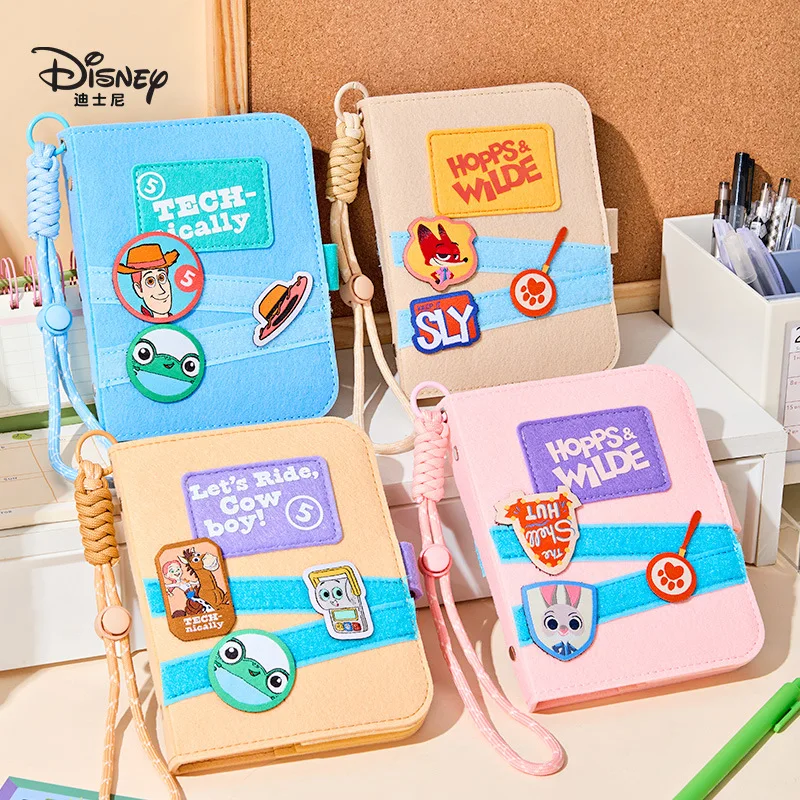 Disney A6 Felt Loose-Leaf Stamp Book Zootopia Toy Story Cartoon Notebook Portable Travel Stamp Notebook Student Stationery