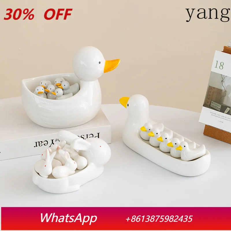

LTT new Chinese cute duckling chopstick holder dining table household creative ceramic chopstick holder