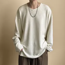 Spring Autumn Men's Casual T Shirts Solid V Neck Long Sleeve Tshirts Man Fashion Pullover All-Match Loose Tee Tops Streetwear