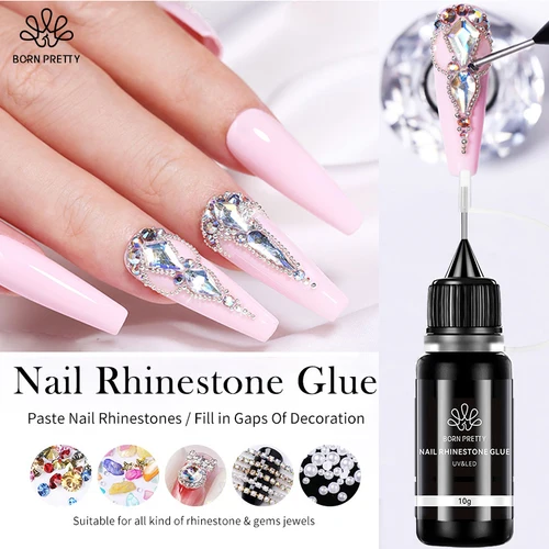 BORN PRETTY-pegamento de diamantes de imitación para uñas, Gel 3D para decoración de uñas, dijes de uñas, gemas y joyas, decoración de uñas, pegamento en Gel