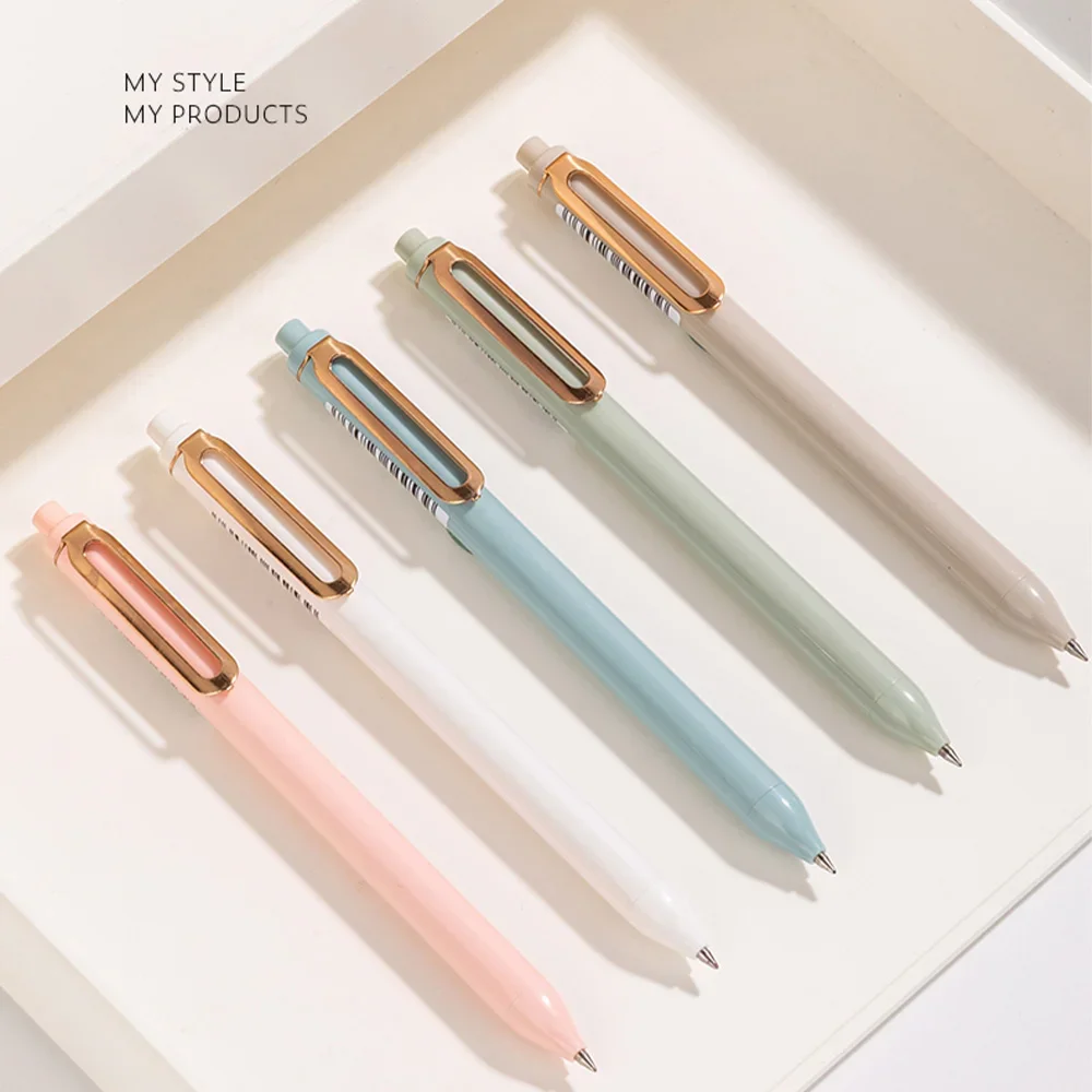 Deli Retractable Gel Pens 0.5mm Fine Point 400m Writing Length 5 Candy Color Signature Pen, No-smear No-bleed Smooth Write Tools