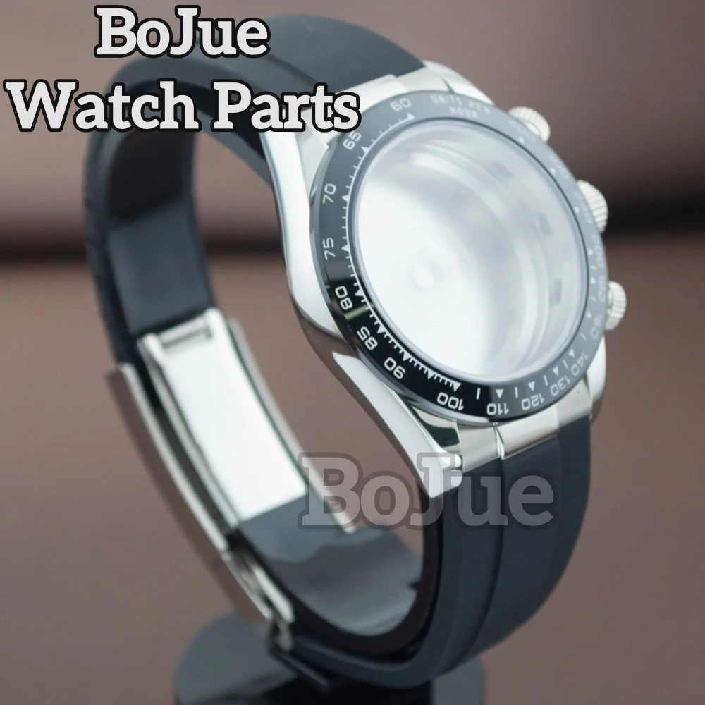 

Корпус часов 39 мм VK63, циферблат из нержавеющей стали, ремешок из резины, кварцевый механизм VK63, аксессуары для наручных часов, для мужских часов Daytona.