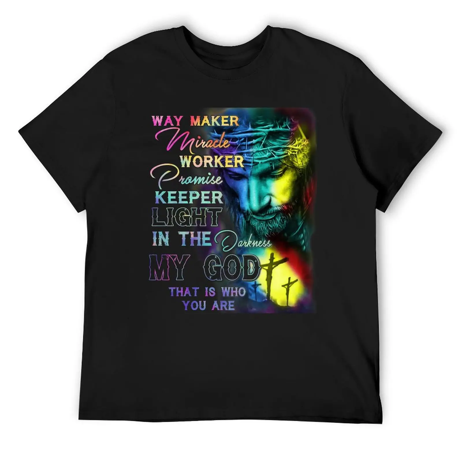 Way Maker Miracle Worker Colorful Jesus Shirt Cross Love Jesus back T-Shirt vintage clothes plus size tops clothing for men