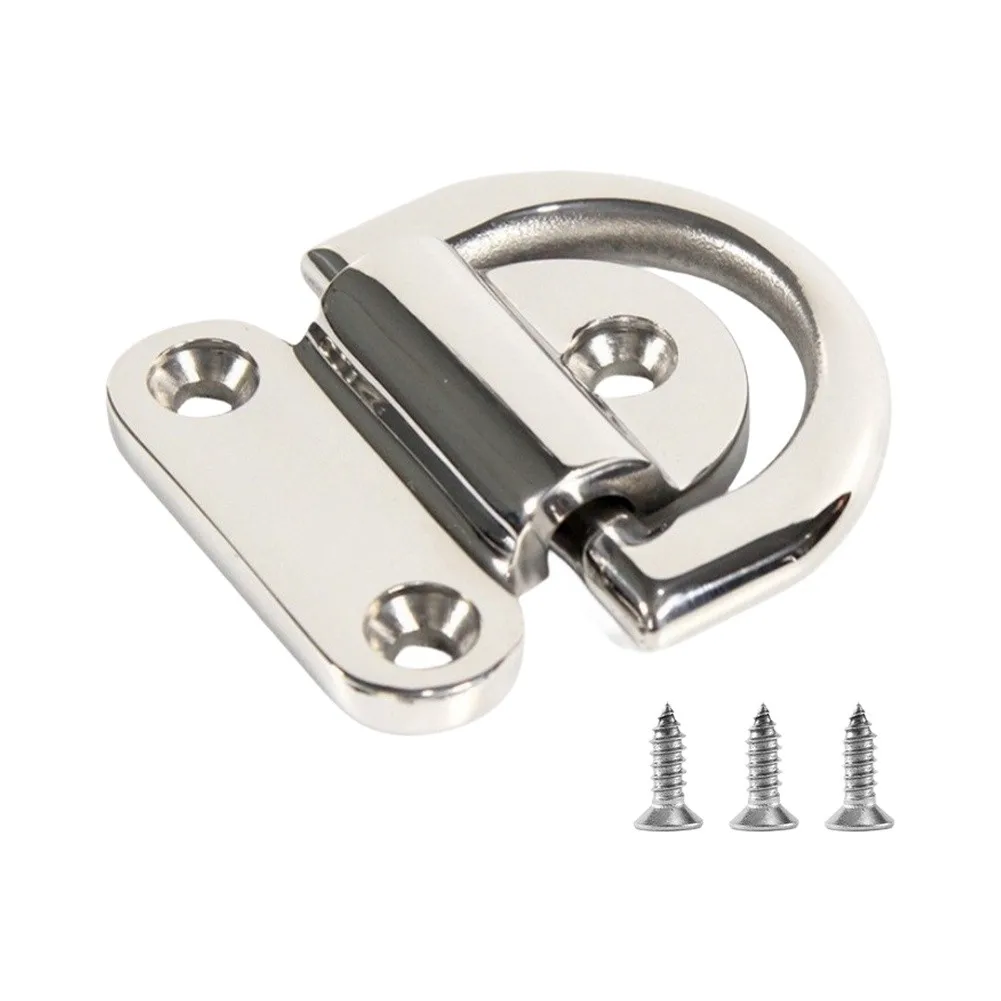 Marine Folding Pad Eye - 4 Pack Stainless Steel D Ring Anchor