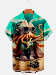 Camisas hawaianas de animales para hombre, camisetas cubanas de manga corta con estampado creativo, camisas divertidas 3D para playa y verano, novedad