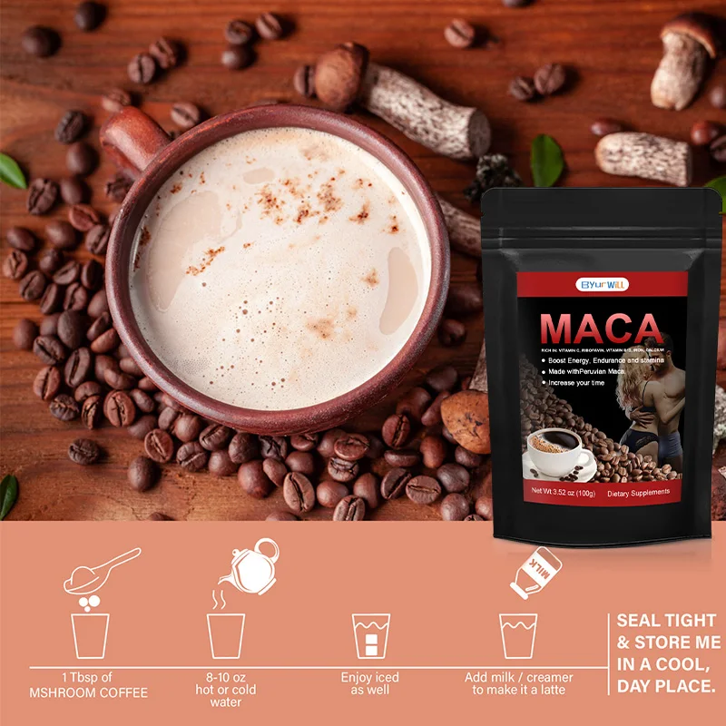 Maca Coffee Natural Peruvian Maca Root Instant Coffee Boost Energy & Endurance Support Men and Women Health Dietary Supplement