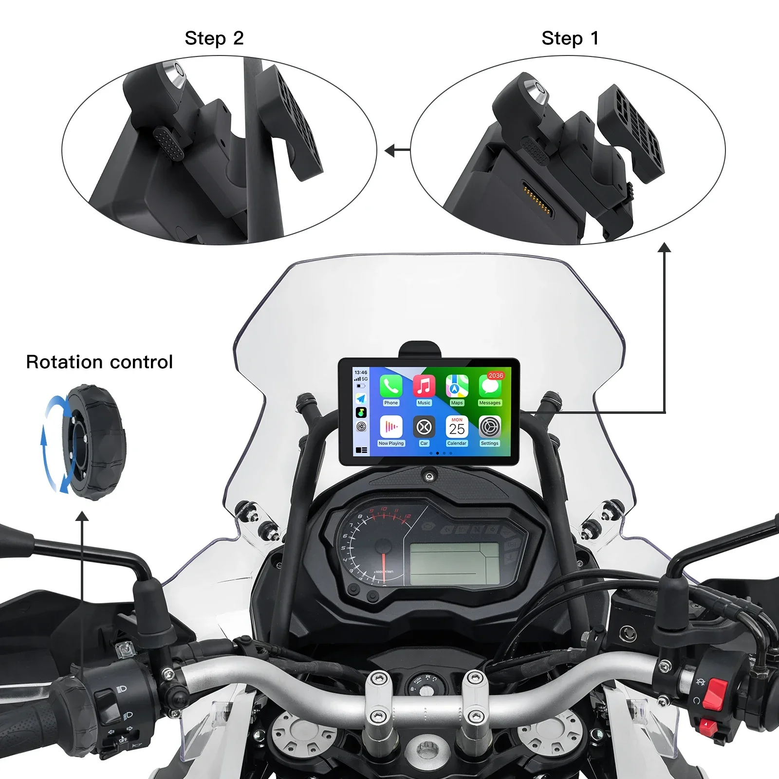 オートバイ Carplay GPS ナビゲーション画面 6 インチ防水 IPX7 IP68 ダッシュカムカメラ Moto Android 自動タッチディスプレイ