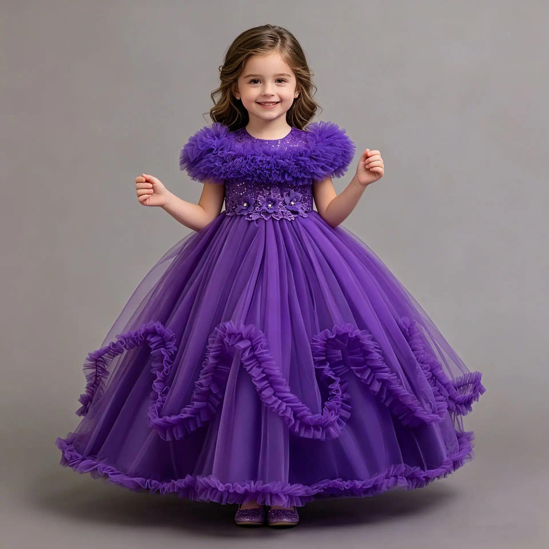 Flower girl graduation ceremony art photo dress suspender embroidered children\'s Communion Dress Princess Wedding Ball Dress