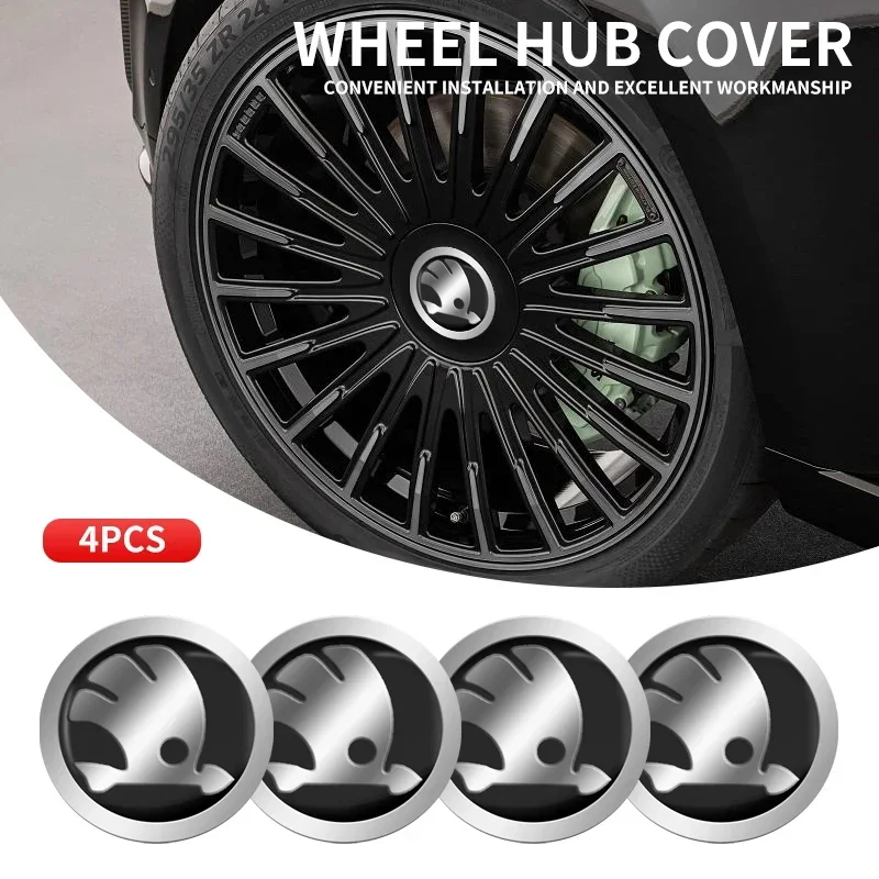 4 Uds 56mm pegatina centro de rueda tapas de cubo calcomanías decoración para Skoda Octavia Fabia Kamiq Kapoq Kodiaq Rapid SCALA Superb