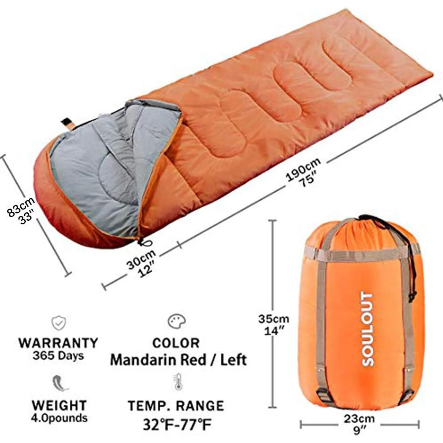 Sleeping Bag,3-4 Seasons Warm Cold Weather Lightweight, Portable, Waterproof Sleeping Bag with Compression Sack for Adults