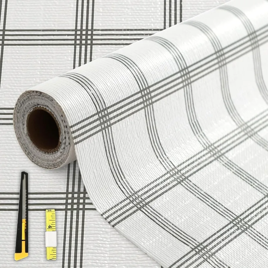 Heavy duty non adhesive non slip drawer and shelf liner for kitchen cabinet with waterproof protection easy to cut using measur