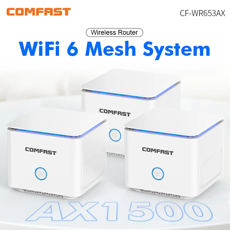 Comfast AX1500 Mesh WiFi 6 System Up 3500 sq.ft Whole Home Coverage  Gigabit Wi-Fi6 RouterRange Extender Mesh Network 80 Device