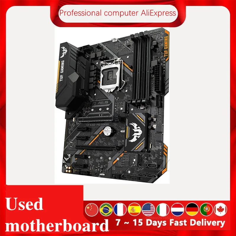 For Asus TUF B360-PRO GAMING Original Used Desktop Intel B360 64GB DDR4 Motherboard LGA 1151  i7/i5/i3 USB3.0 SATA3