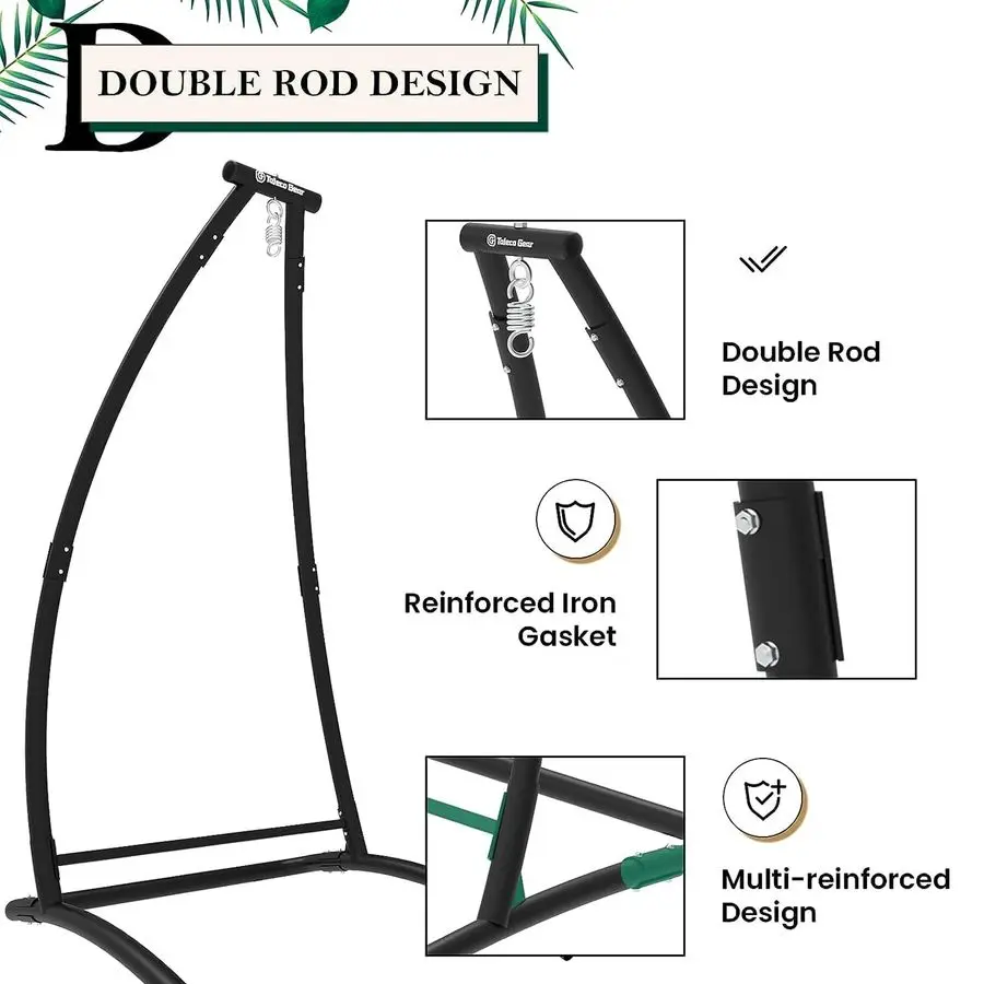C型ハンモックチェアスタンド、頑丈なスチール製スイングハンモックチェアスタンド、屋内外スイングフレームに適しています（シートは含まれていません）