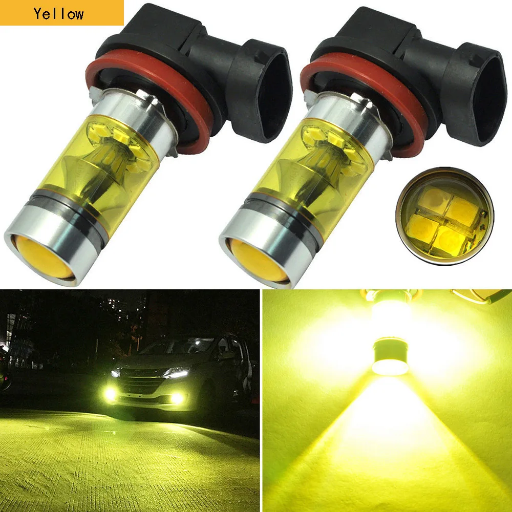 

2 pcs Yellow Car DRL fog lights headlights 4300K 6500K 1000LM H8/H11 Connect DRL Lamp Bulbs Car Accessories