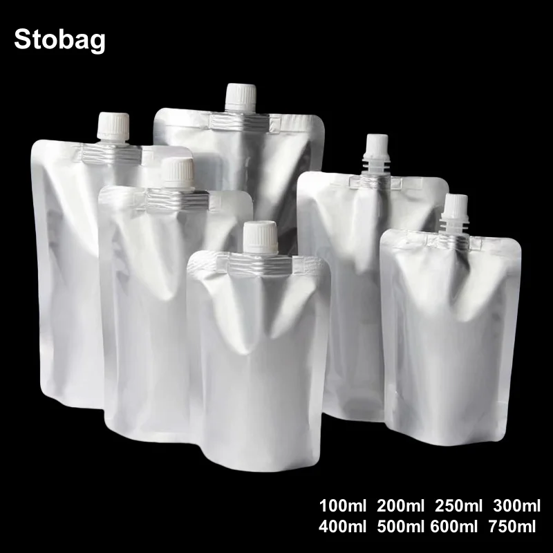 StoBag 100pcs Wholesale Aluminum Foil Liquid Nozzle Bags Packaging
