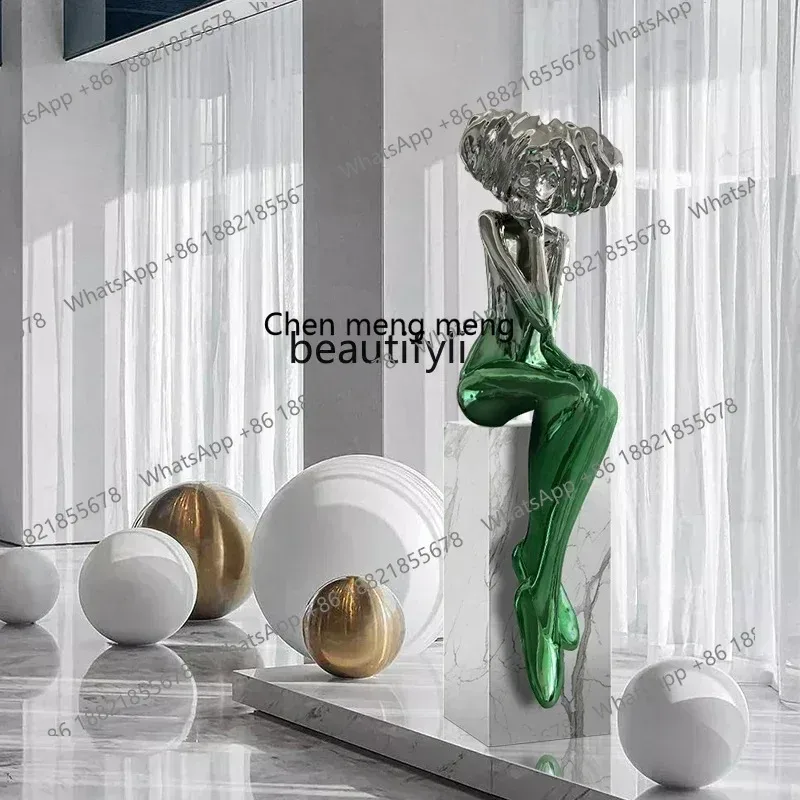 

A 0R Flower Season Girl Figure Sculpture Ornament Sales Office Hotel Soft Decoration Living Room Floor Art R