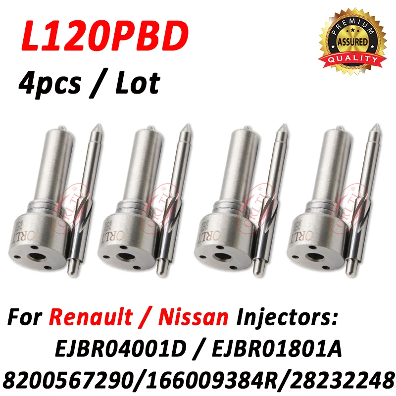 

4pcs L120PBD New Diesel Fuel Injector Nozzle Sprayer L120 PBD For Renault EJBR01801A EJBR01801Z EJBR04001D 8200567290 166009384R