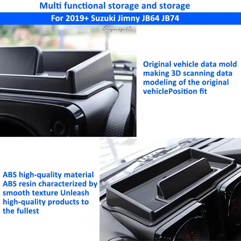 Center Console Storage Box with Phone Holder, Multifunctional Dashboard Organizer Tray for 2019+ Suzuki Jimny JB64/JB74
