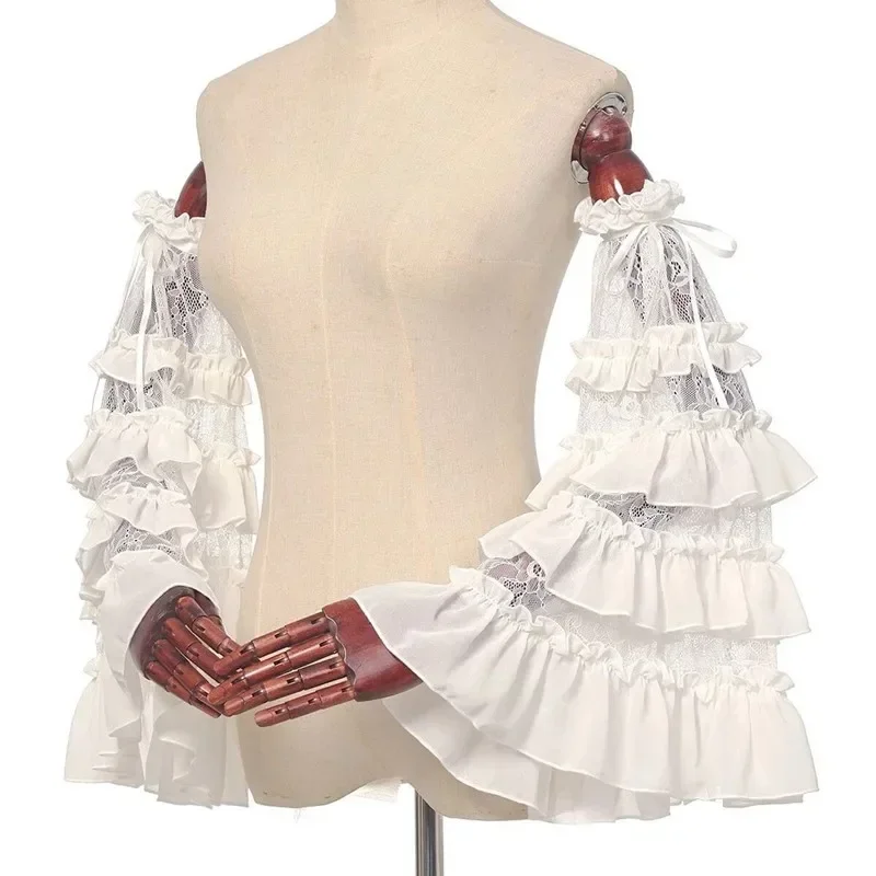 1Pair Ruffle Lace Flare Sleeve Arm Sleeves Lolita False Sleeve Cuffs Victorian Costume Wedding Victorian Costume Accessory