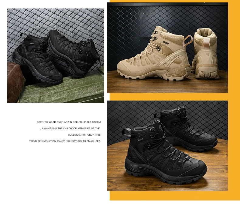Taktische Herrenstiefel, wasserdichte Outdoor-Arbeits- und Jagdstiefel, ultraleichte, schnelltrocknende, rutschfeste Camping- und Armee-Stiefel mit Schnürung. – Detail 7