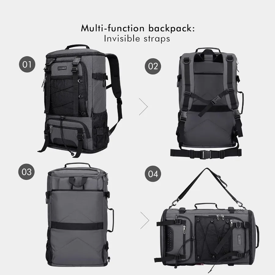 حقيبة ظهر للسفر من WITZMAN للرجال قابلة للتحويل كبيرة الحجم مع حجرة للأحذية للطائرات تناسب كمبيوتر محمول مقاس 17 بوصة B689 #3