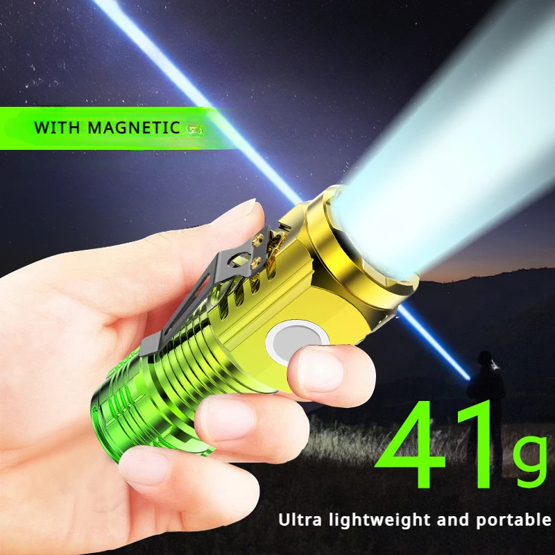 

Multi functional 3 LED Flashlight 18350 Super Bright Torch Rechargeable USB Light Waterproof with CAP CLIP for Hiking Camping